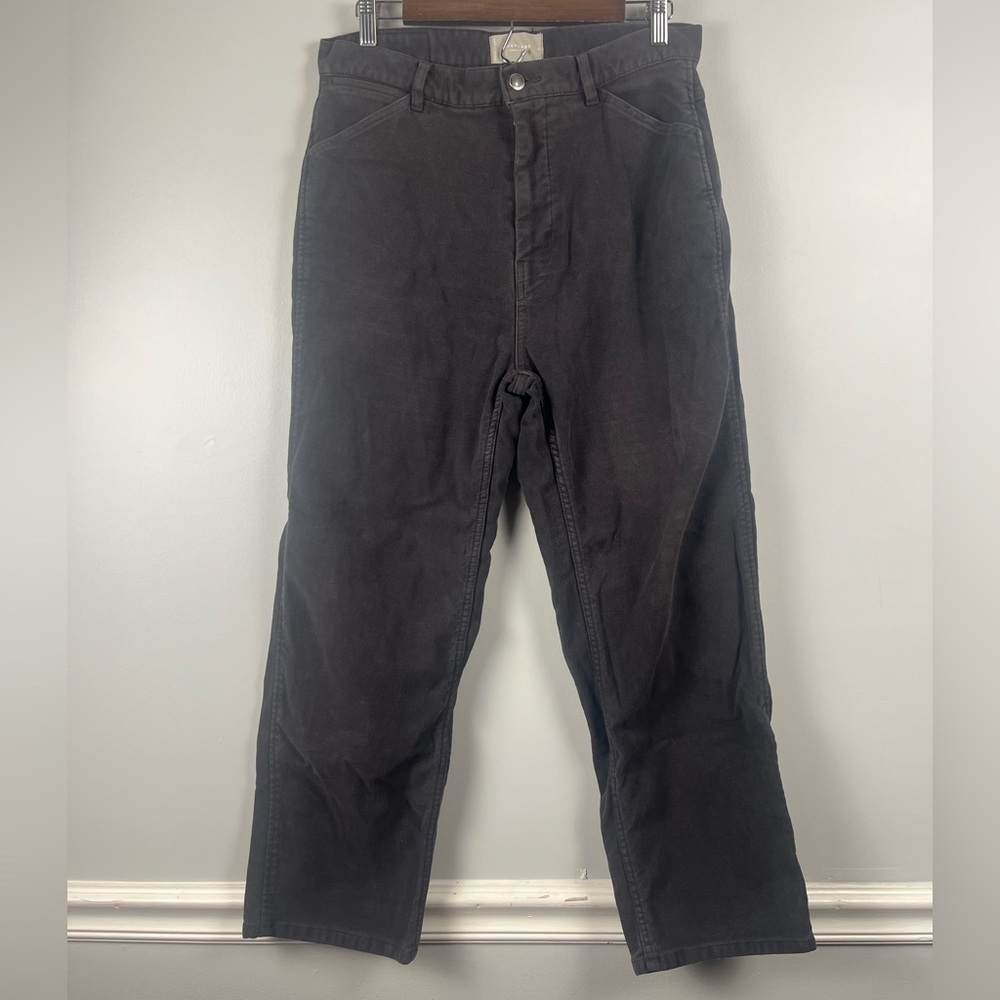 Everlane 100% organic cotton grey black high rise straight leg pants size 10